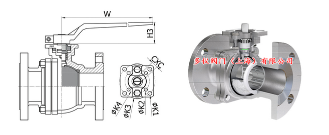 不銹鋼法蘭球閥結構圖 不銹鋼法蘭球閥結構圖